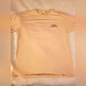 Womens Simply Southern, large cream colored short sleeved shirt.